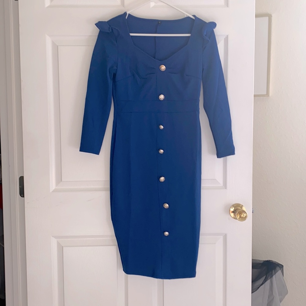 Royal blue midi business dress